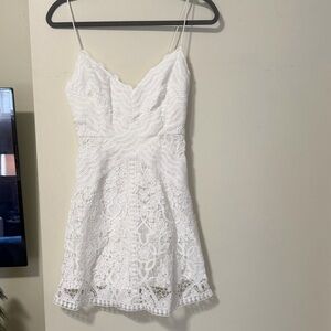 Selfie Leslie White Lace Mini Dress